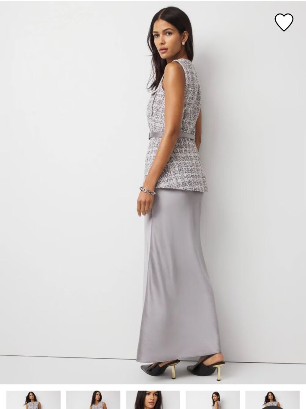 NWT WHITE HOUSE BLACK MARKET TWEED VEST SATIN MAXI DRESS COMBO 6 - Picture 3 of 3